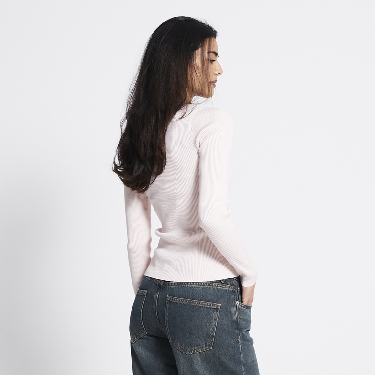 Rib-knit cardigan "Violet" Soft Pink